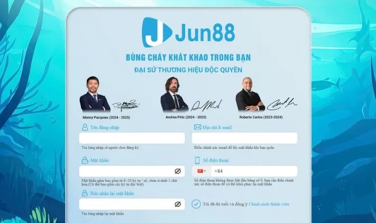 Hướng Dẫn Đăng Ký Jun88 Nhanh Chóng Và Chi Tiết Nhất 2025 2 Giao diện đăng ký Jun88